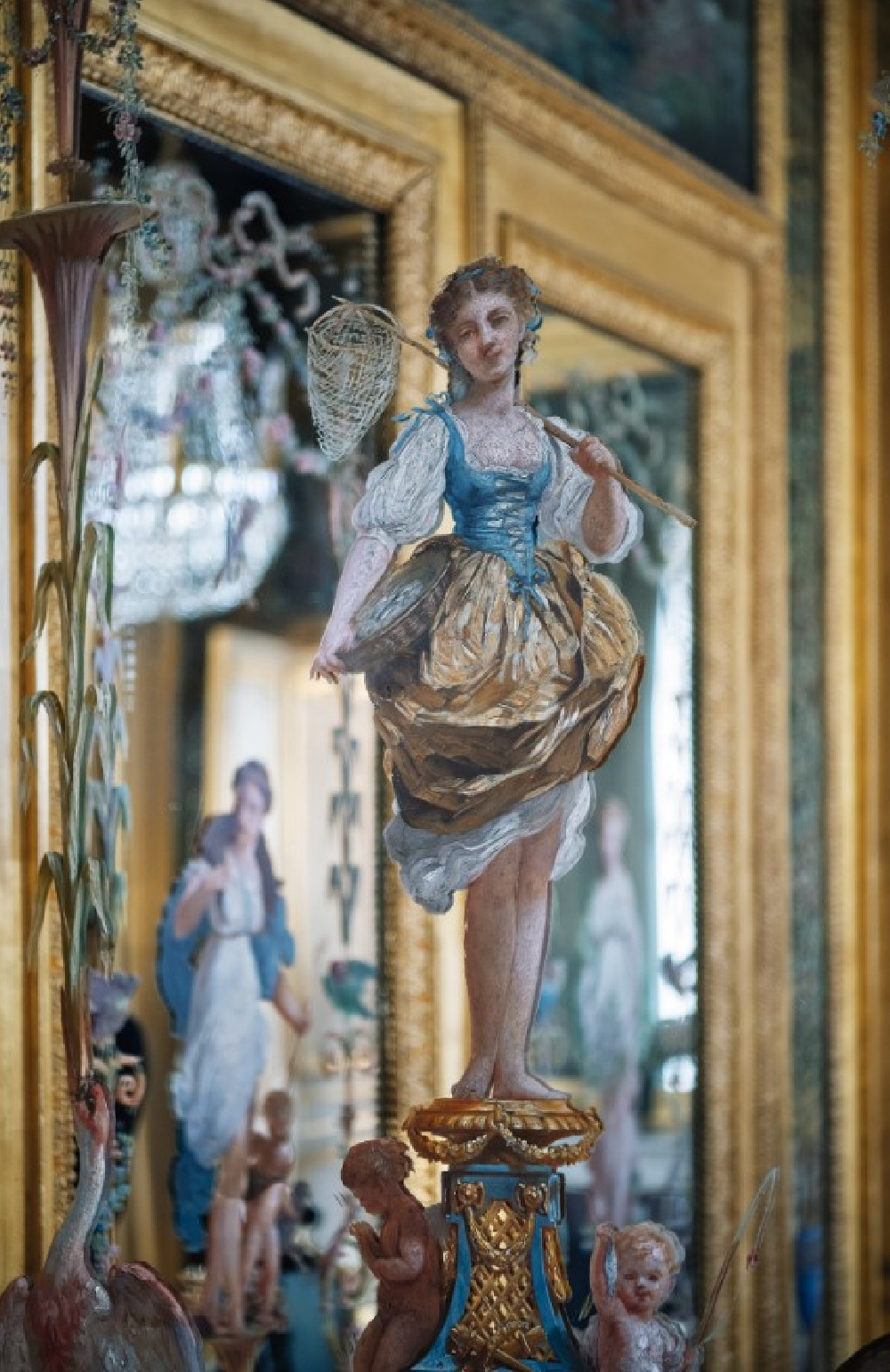 Painting on glass by Chaplin in Mirror Room of Élysée Palace. Photo by Ambroise Tézenas from Presidential Residences in France (Flammarion 2021)