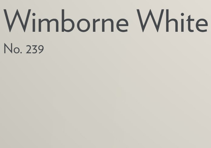Wimborne White Farrow & Ball paint color swatch - a slightly softer off-white than All White. #wimbornewhite #farrowandballwimbornewhite