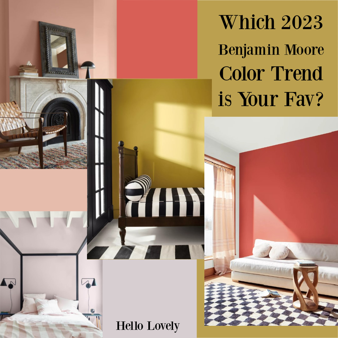2023 Benjamin Moore Paint Color trends - which is your fav? #paintcolors #raspberryblush #conchshell #savannahgreen #newage