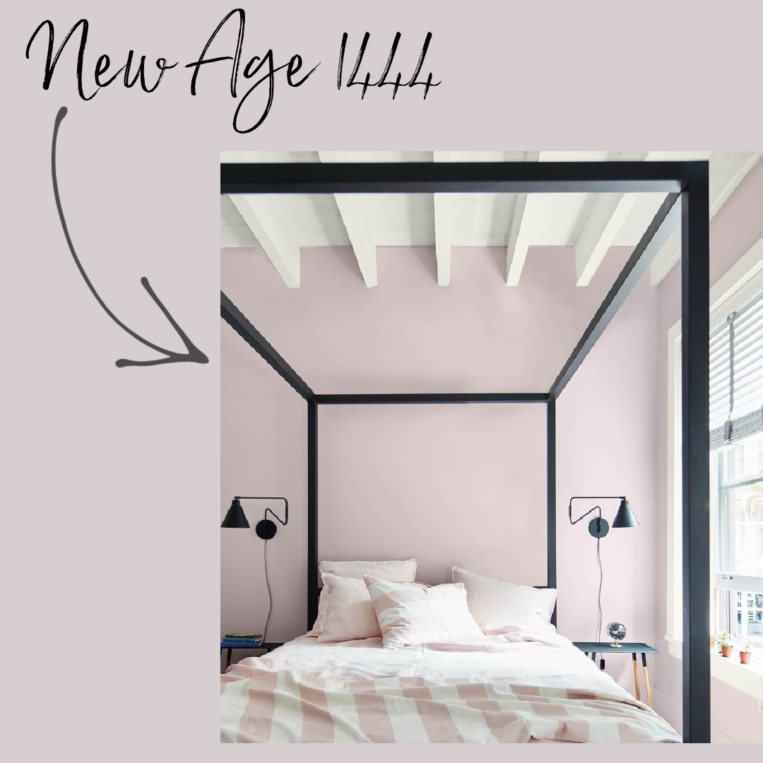 New Age 1444 Benjamin Moore light purple lavender paint color from their trending colors in 2023. #newage1444 #bmnewage
