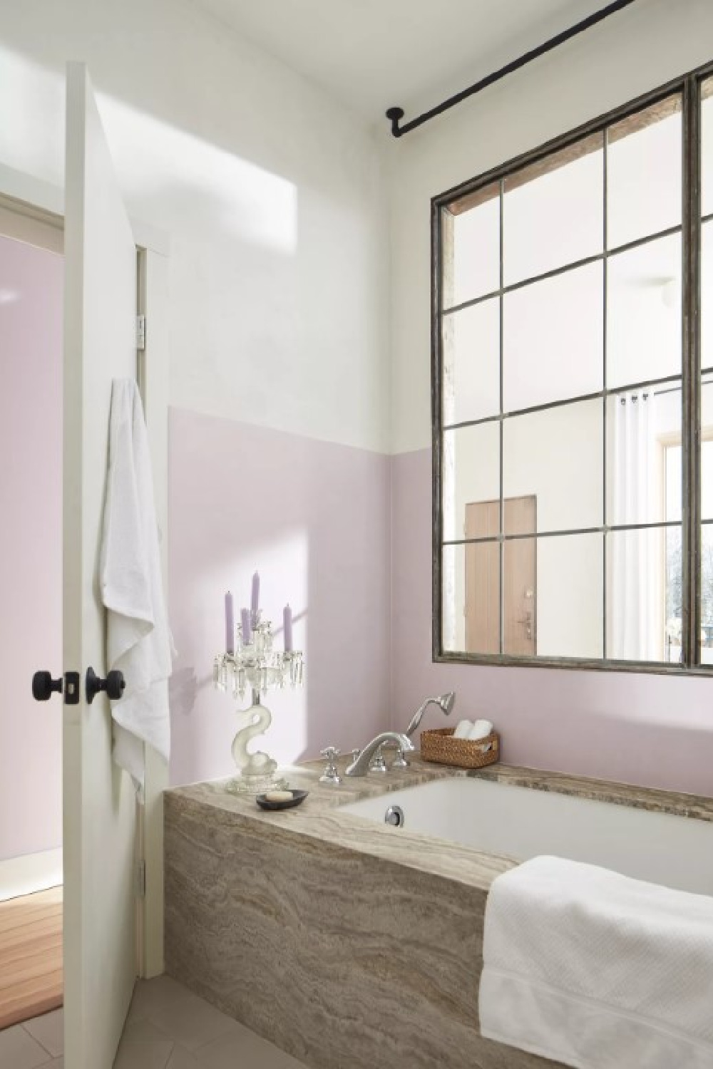 New Age 1444 Benjamin Moore light purple lavender paint color from their trending colors in 2023. #newage1444 #bmnewage