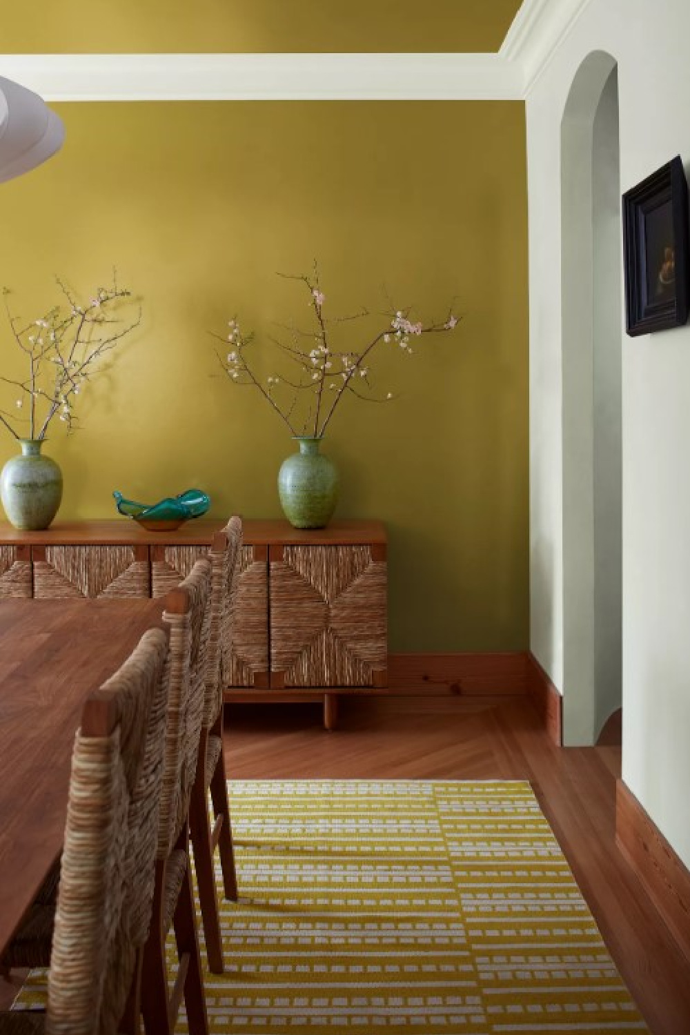 Savannah Green 2150-30 Benjamin Moore paint color - a trending yellow green ochre color with a chic style.