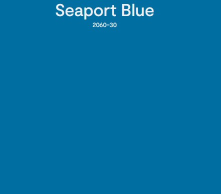 Seaport Blue by Benjamin Moore - a royal blue paint color swatch. #seaportblue #bmseaportblue