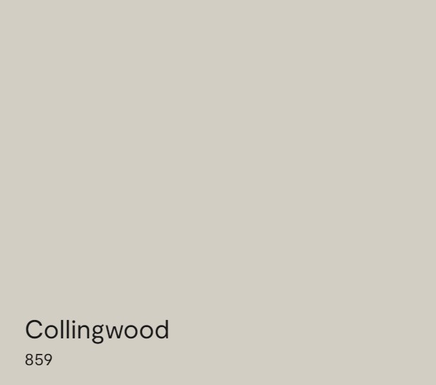 BM Collingwood 859 paint color swatch. #bmcollingwood #warmwhitepaintcolors