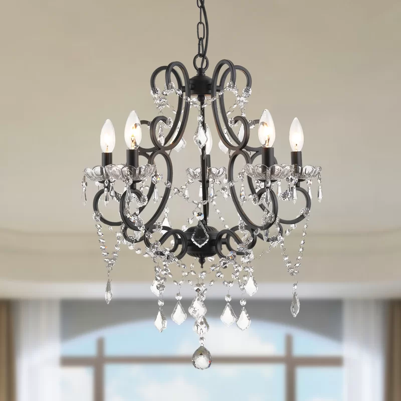 Candle style chandelier with crystals