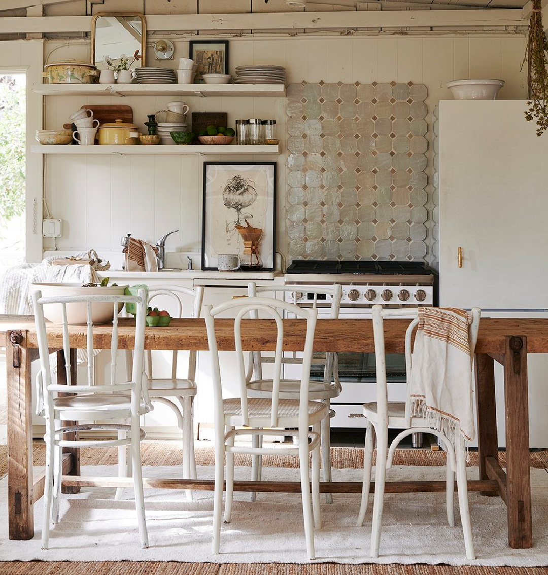 Leanne Ford rustic modern warm interior in a cottage kitchen she designed - photo by Amy Neunsinger.