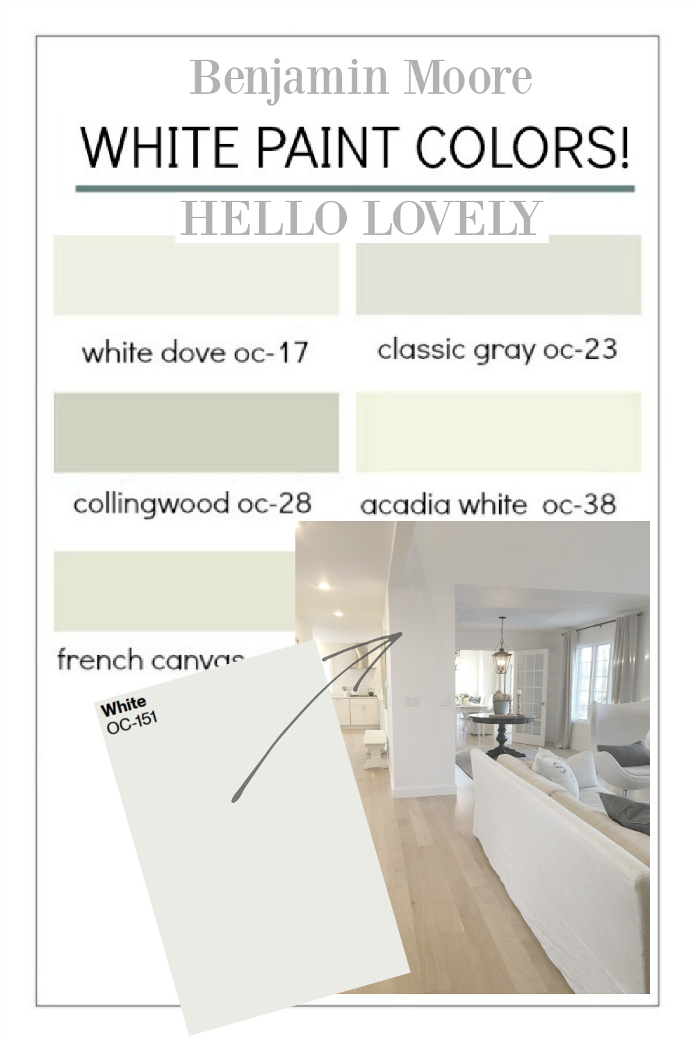 Benjamin Moore White Paint Colors - favorites from Hello Lovely Studio. #whitepaintcolors #benjaminmoorewhite