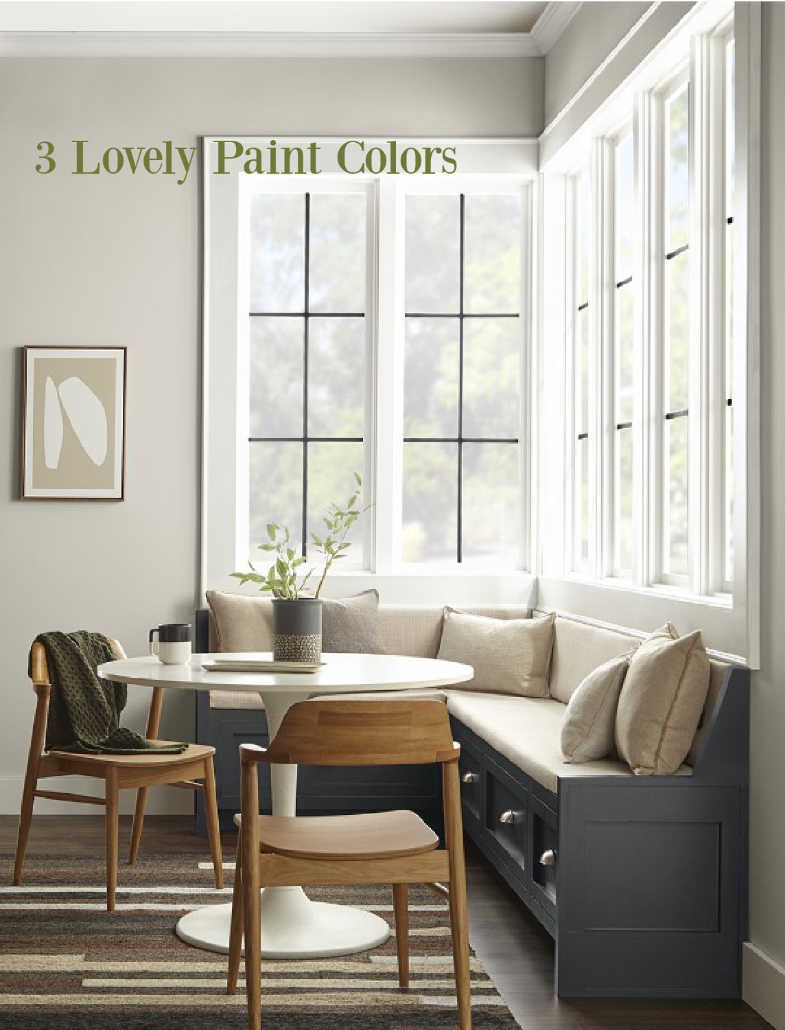 3 Lovely Paint Colors - Behr neutrals in a dining room. #behrdesignercollection #neutraldiningroom