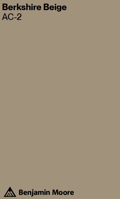 BM Berkshire Beige AC-2 Benjamin Moore paint color warm neutral swatch. #berkshirebeige #bmberkshirebeige