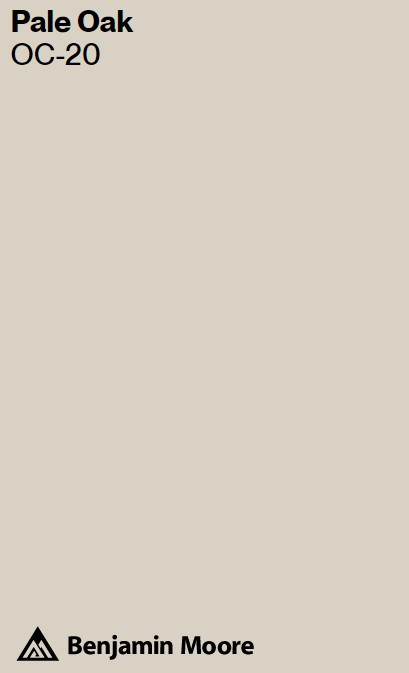 BM Pale Oack OC-20 - a gorgeous Benjamin Moore warm white beige paint color swatch. #paleoak #bmpaleoak