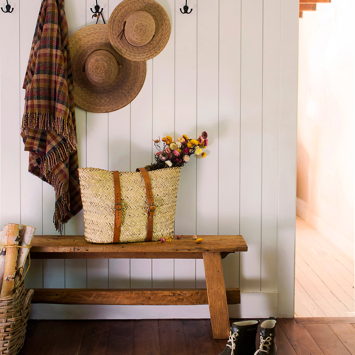 Leather handle woven market backpack, Terrain. #frenchfarmhouse