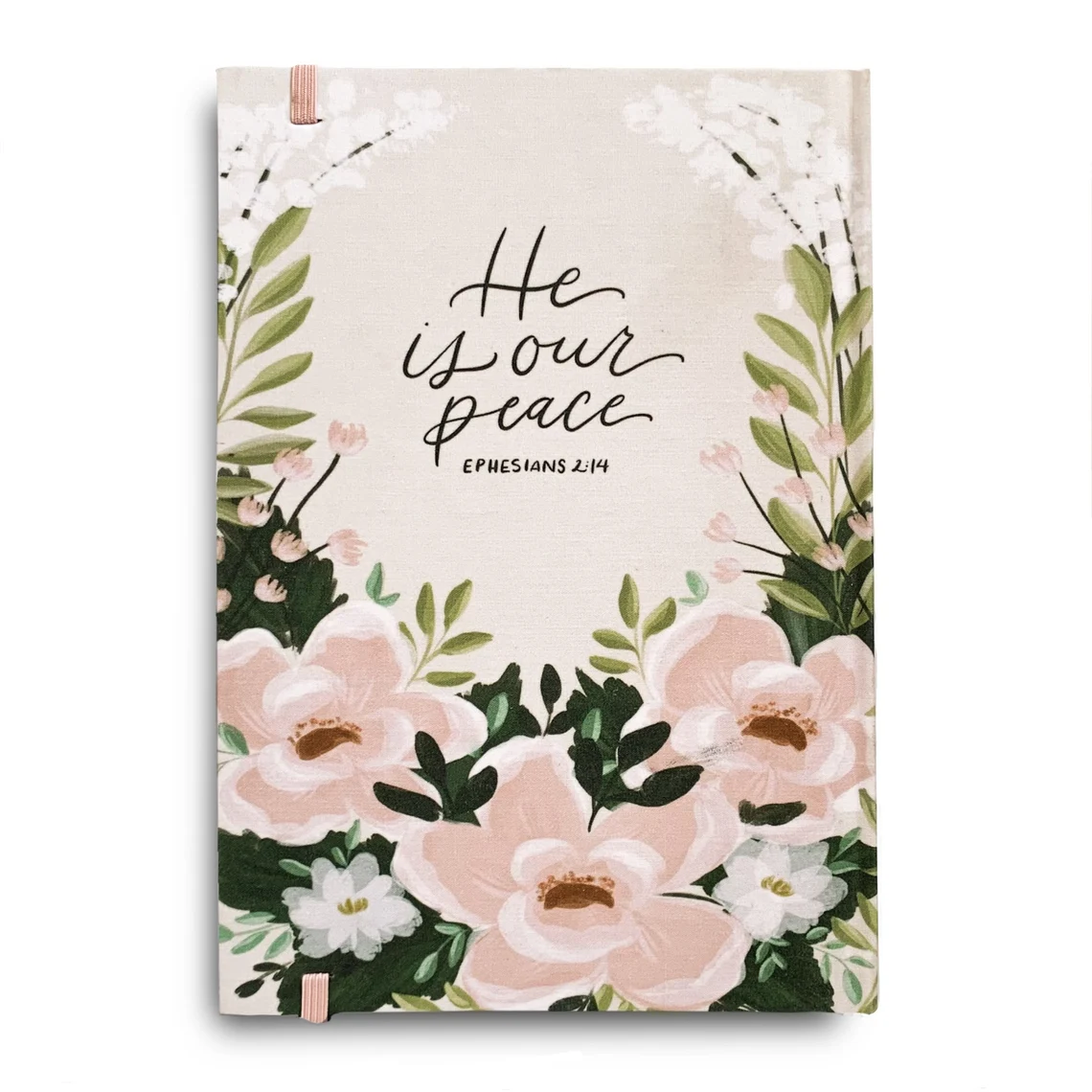 HE IS OUR PEACE Ephesians 2:14 Amelia themed floral hardback journal from LoveAllDesignCo on Etsy. #christianjournals #ephesians2