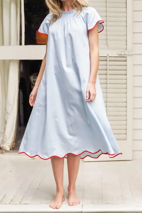 LAKE Patio Midi Dress in Americana Solid