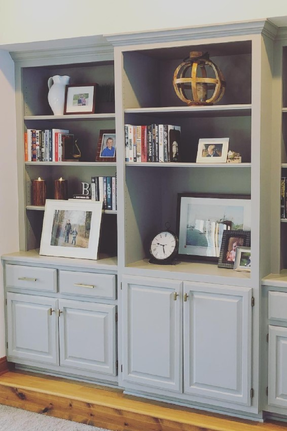 BM Cape May Cobblestone painted bookshelves - @ebarke. #capemaycobblestone