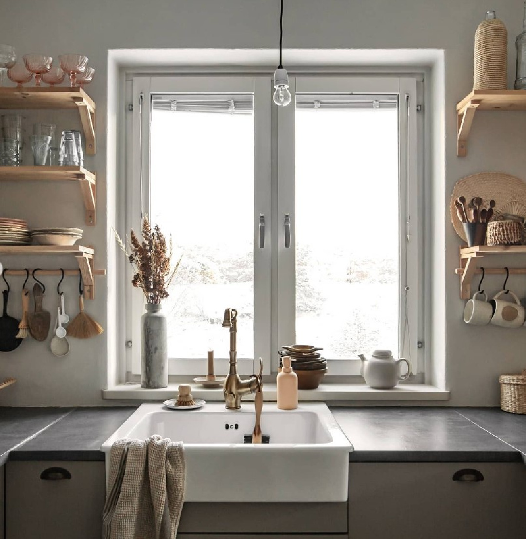 @annamalmbergphoto - beautiful kitchen of a stylist and photographer's breathtaking Stockholm apartment with rustic textured warmth, serene beauty, and soulfully considered design. #stockholmapartment #scandiinterior #modernrustic