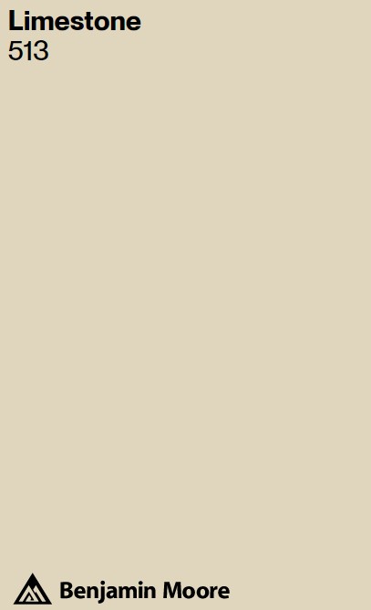 Benjamin Moore Limestone BM 513 paint color swatch. #limestonepaintcolor #bmlimestone