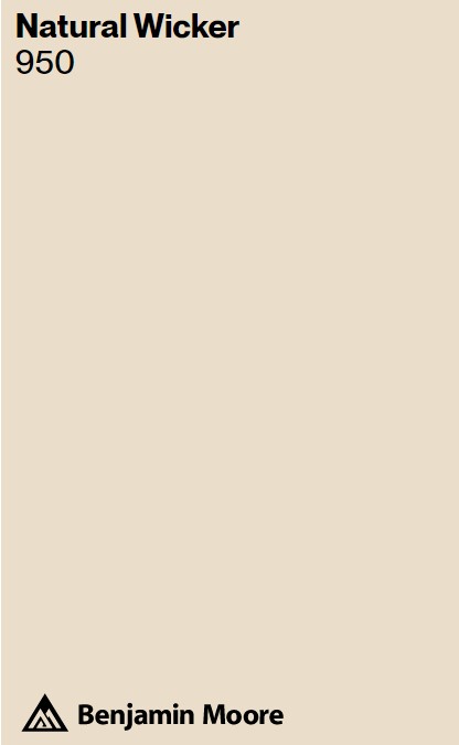 Benjamin Moore Natural Wicker 950 paint color swatch. #bmnaturalwicker