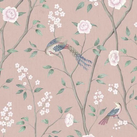 BORÃSTAPETER PARADISE BIRDS BLUSH SHIMMER WALLPAPER