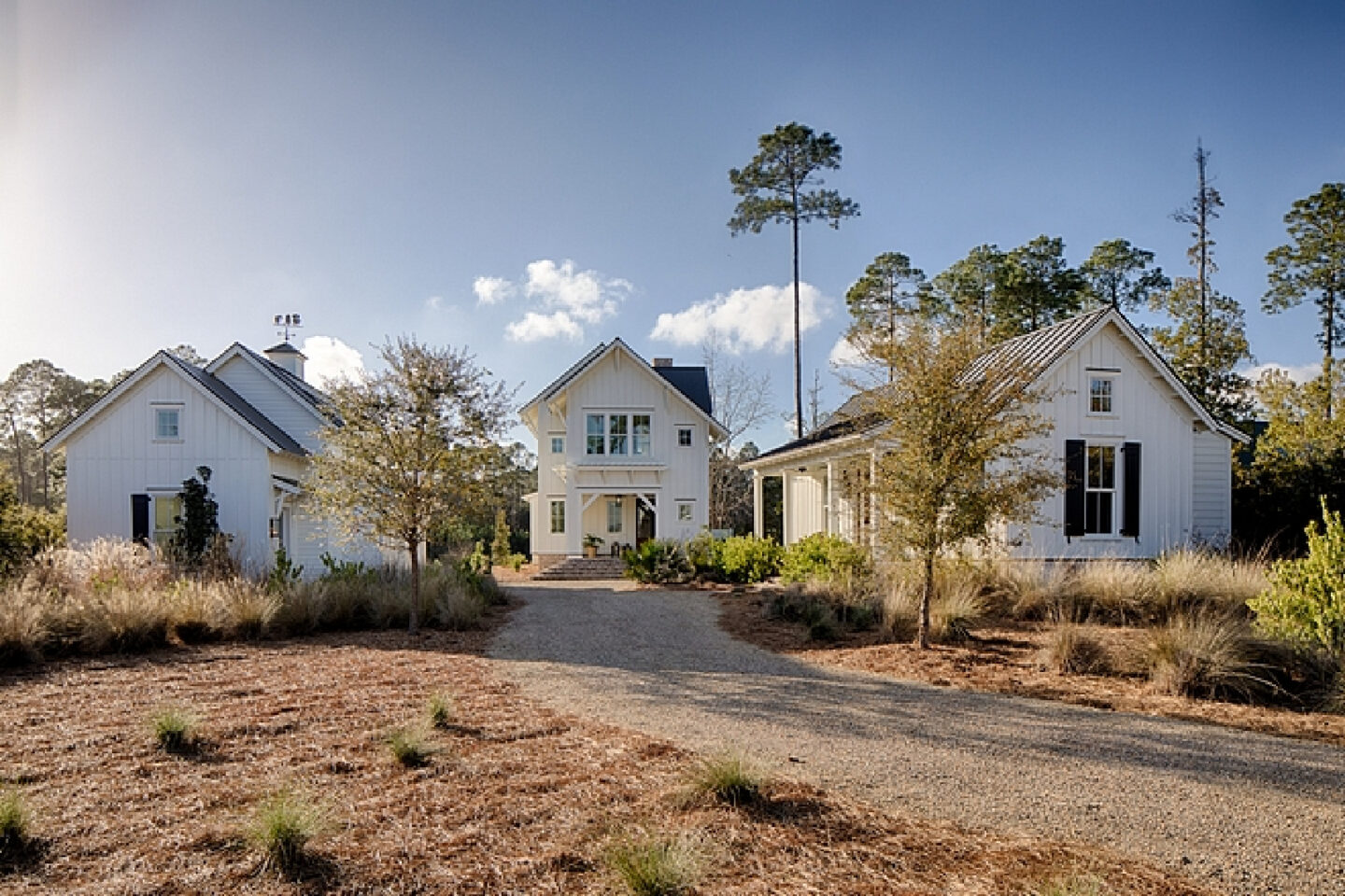 Palmetto Bluff lakeside property with three structures, board and batten and coastal interiors by Lisa Furey.