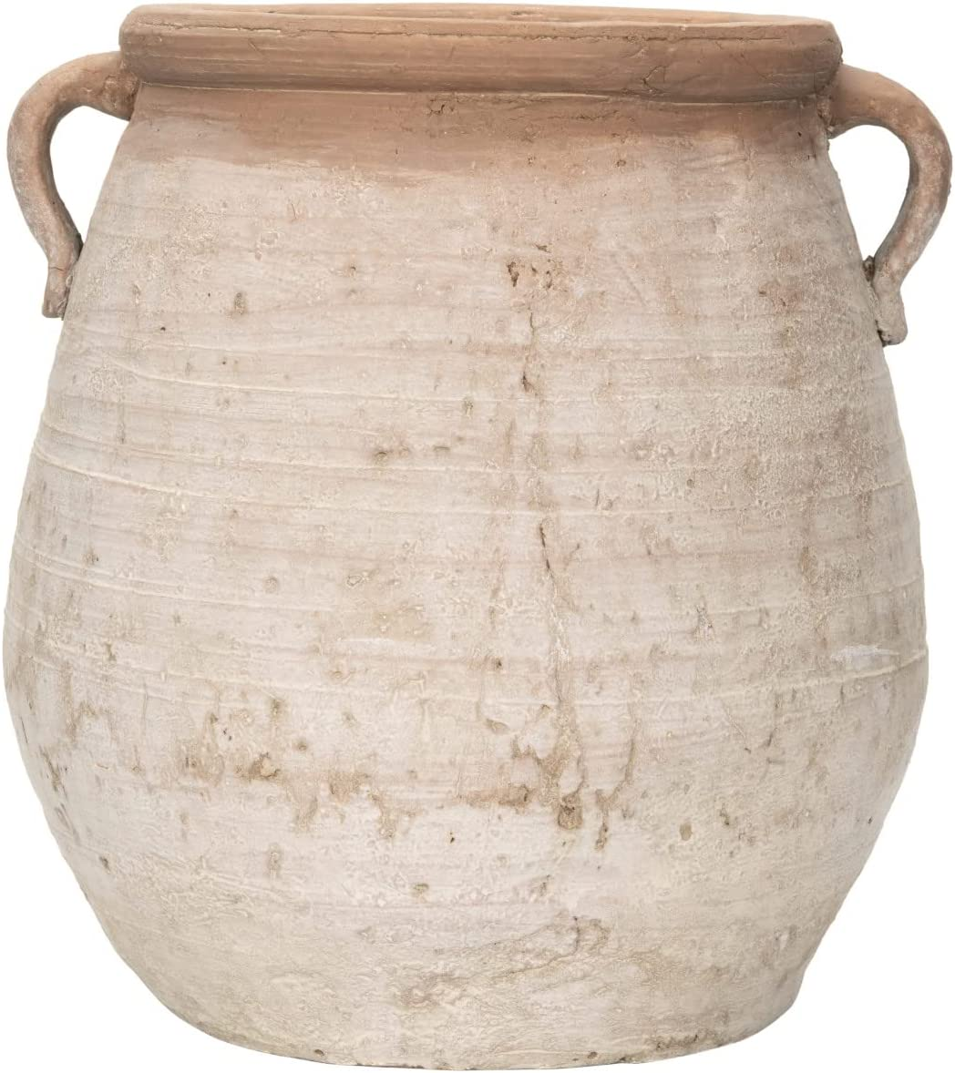 Whitewashed terracotta urn