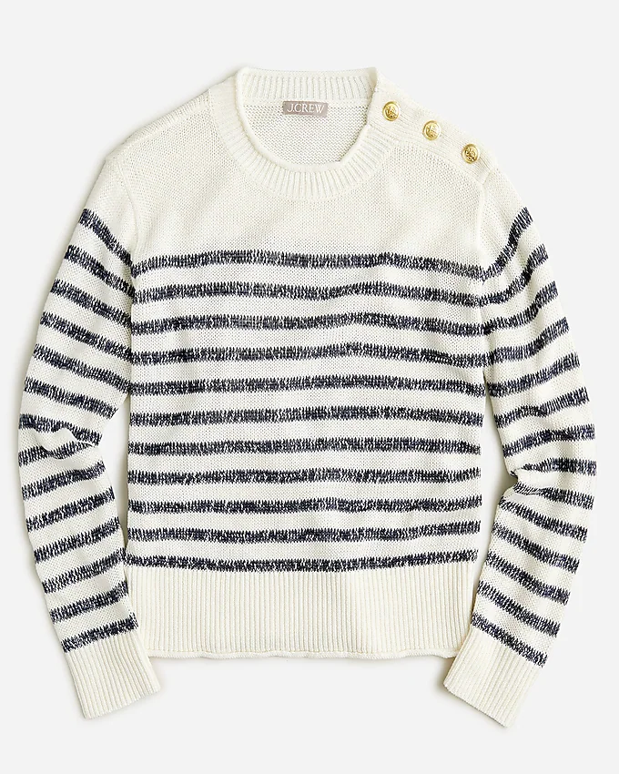 Linen blend stripe sweater, J. Crew