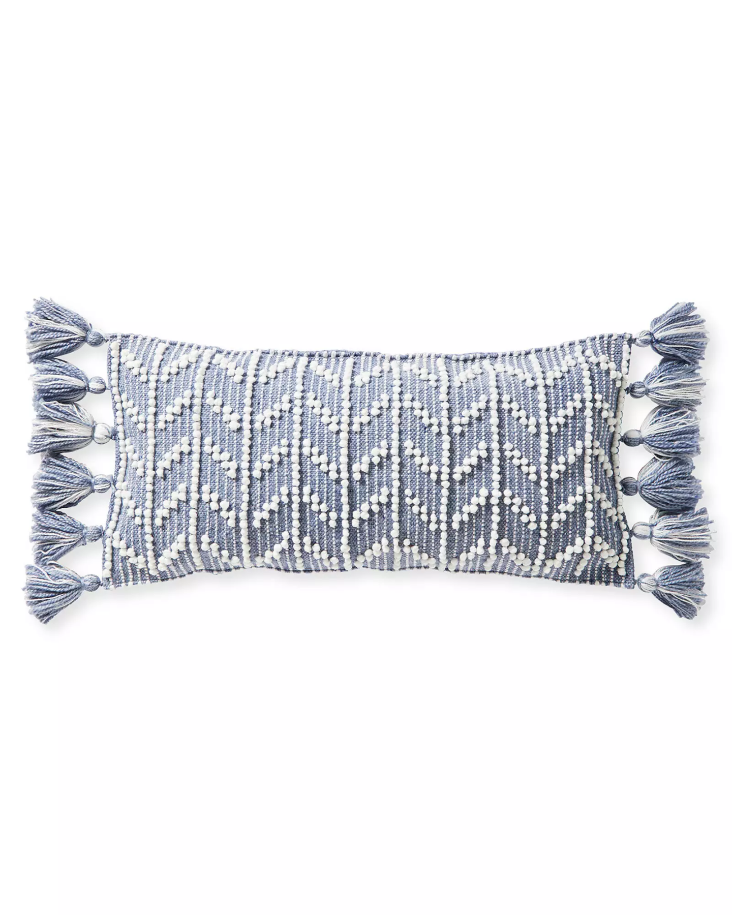 Blue-grey pillow with tassels, Serena & Lily