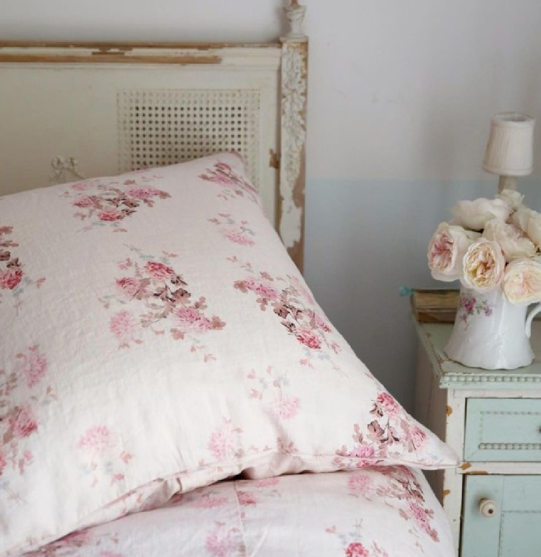 Beautiful pastel blue Shabby Chic decor, bedding and accents from Rachel Ashwell Shabby Chic. #rachelashwellshabbychic #shabbychicbedroom