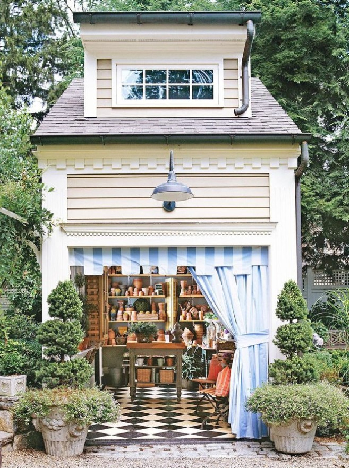 Ultimate fantasy she shed "garden studio" which is a converted carriage house - Mar Jennings. #sheshedgoals #gardenstudio #backyardbliss