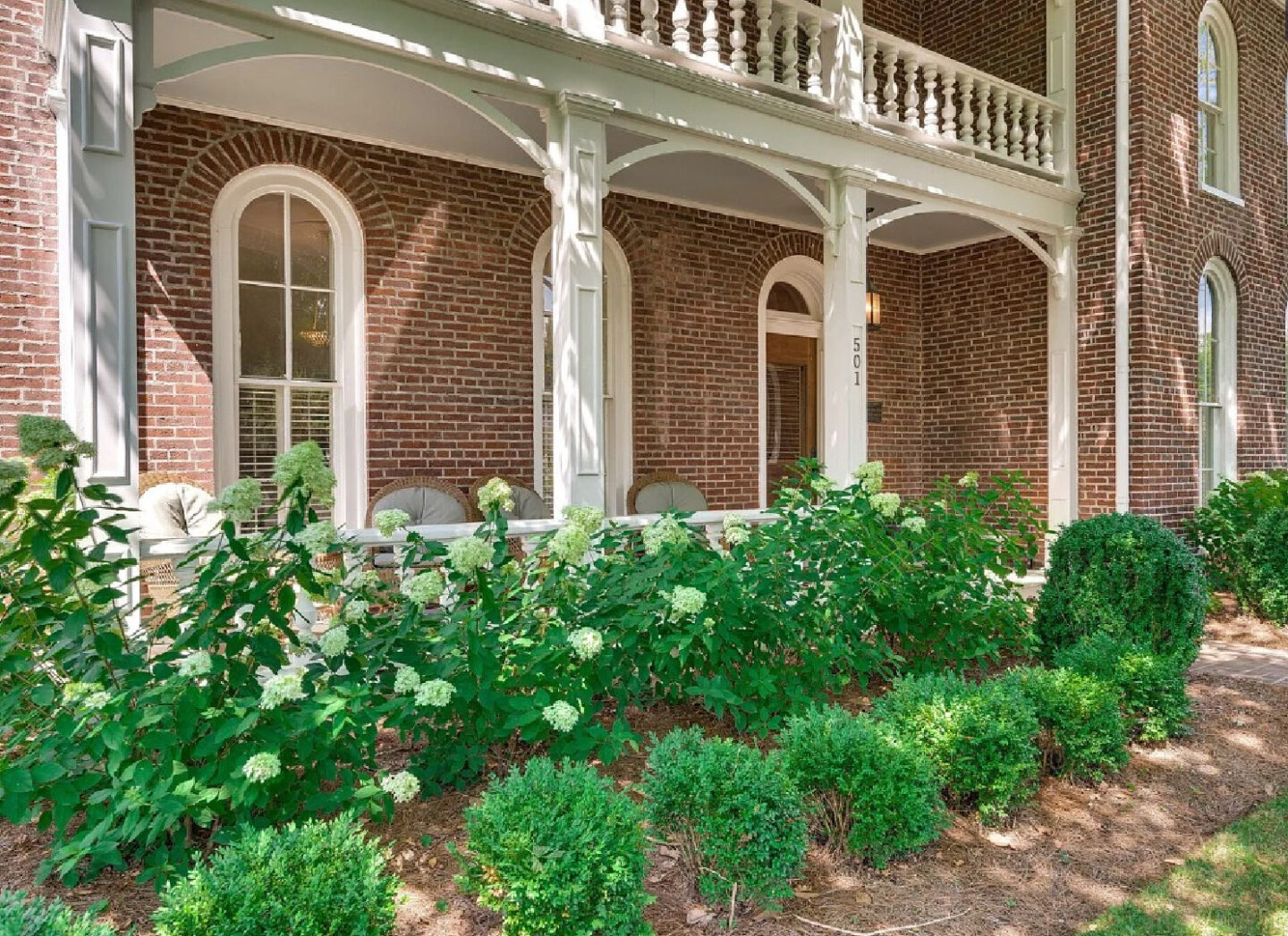 Haint blue porch ceiling at a stunning 1870 historic home (Murfreesboro Rd) in Franklin, TN. #haintblue