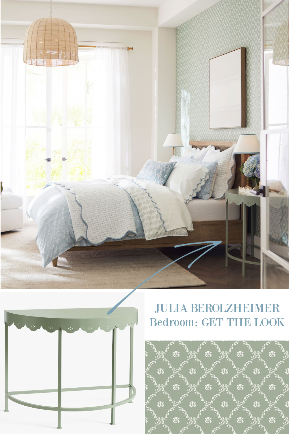 Julia Berolzheimer Bedroom decor finds from Pottery Barn on Hello Lovely Studio. #juliaberolzheimer #romanticbedroomdecor #preppybedrooms