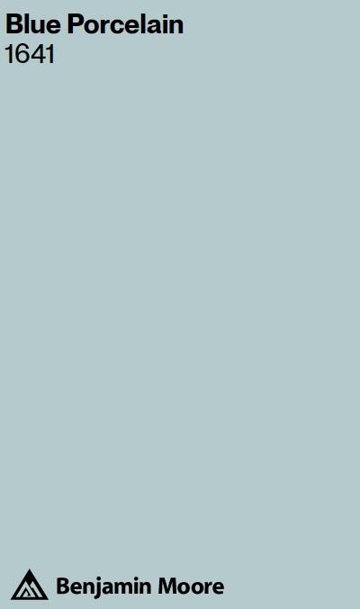 Blue Porcelain (Benjamin Moore 1641) paint color swatch. #bmblueporcelain #tropicalblue