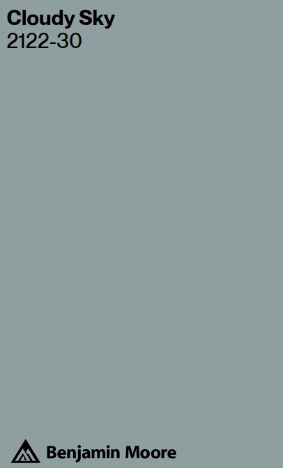 Benjamin Moore Cloudy Sky paint color swatch. #bmcloudysky