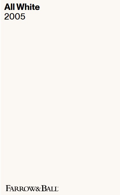 Farrow & Ball All White 2005 paint color swatch. #farrowandballallwhite