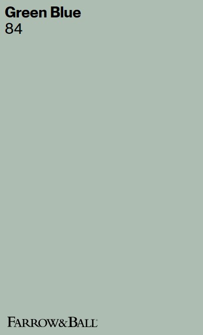 Farrow & Ball Green Blue 84 paint color swatch. #farrowandballgreenblue