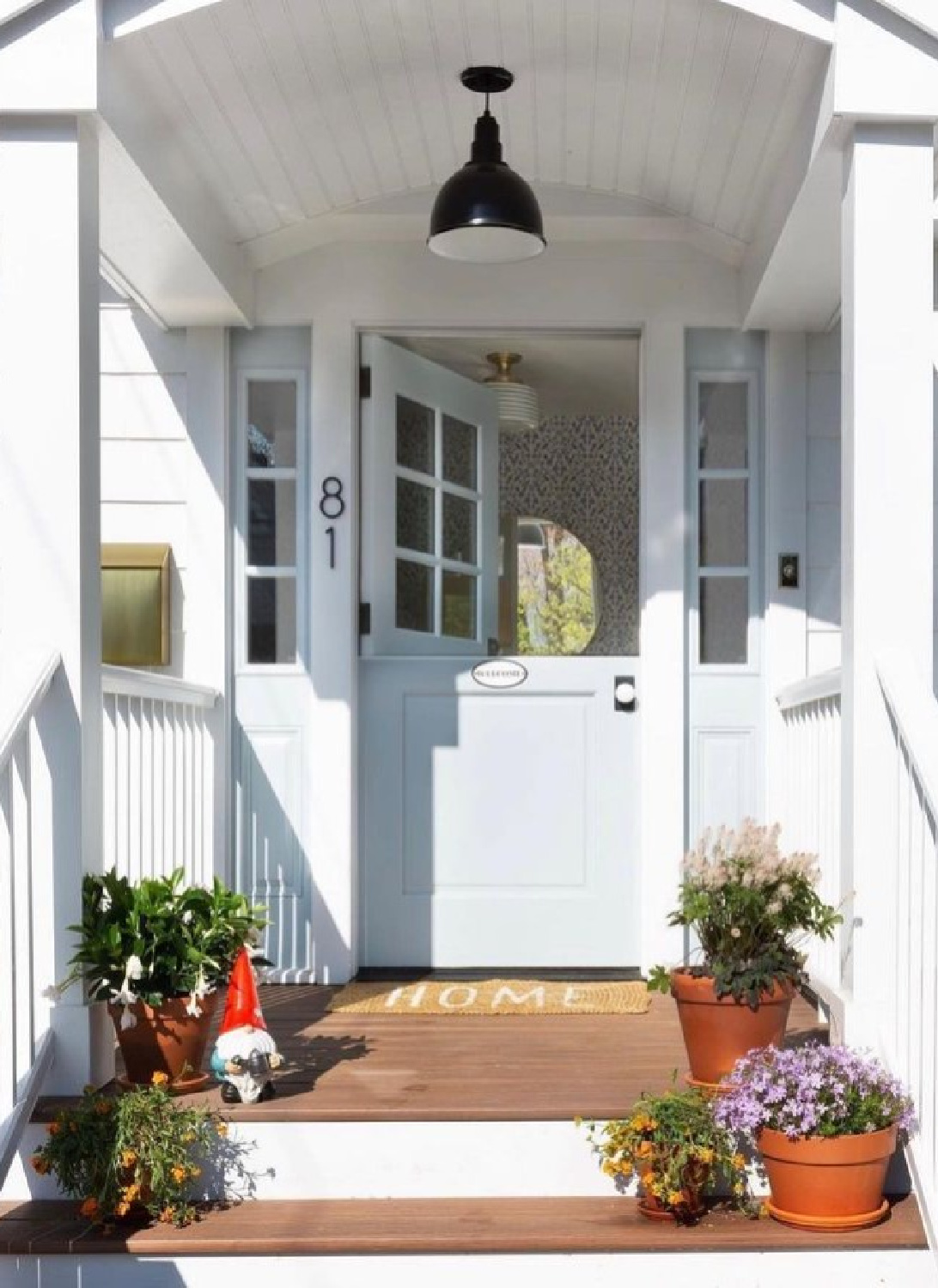 @thrathproject - Farrow & Ball Parma Gray on a front door. #farrowandballparmagray #bluefrontdoor