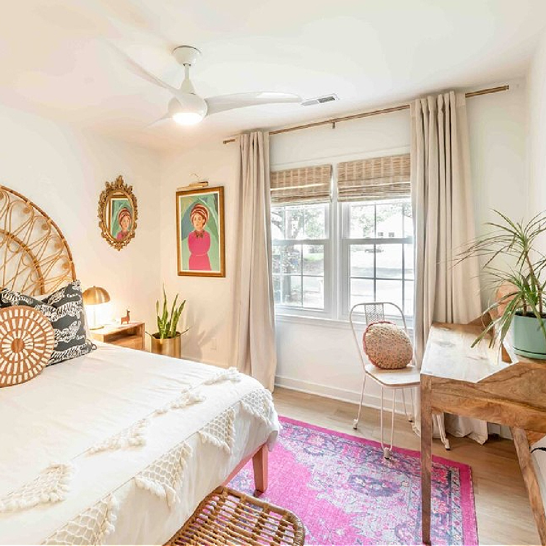 Fiona's Charleston Boho Bungalow on airbnb. #pastelinteriors #bohocottage