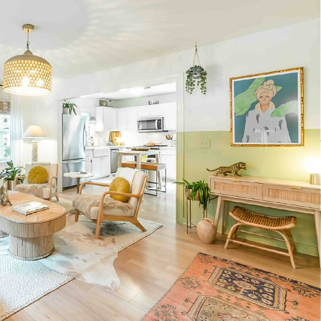 Fiona's Charleston Boho Bungalow on airbnb. #pastelinteriors #bohocottage