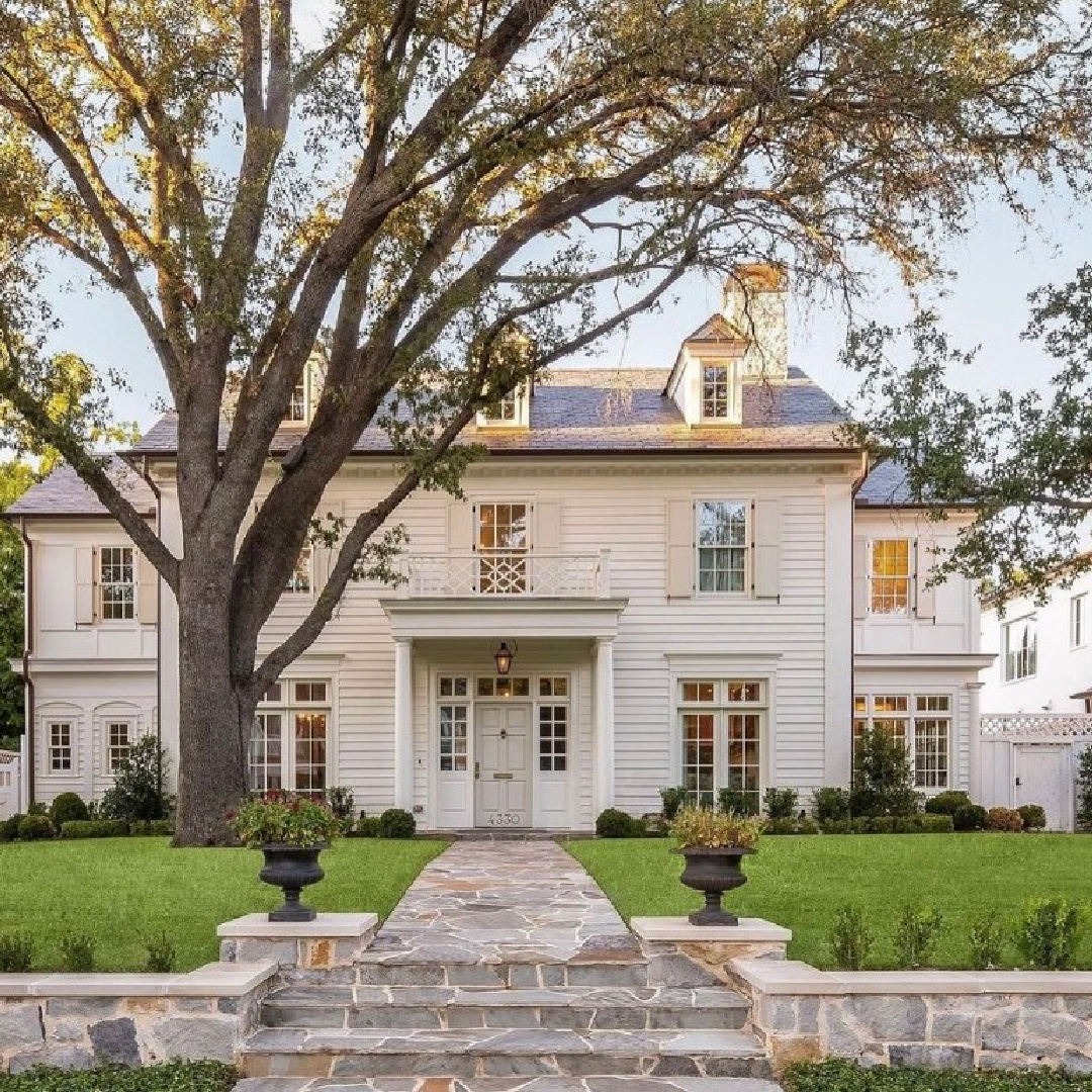 @catherinesloanarchitect - Stunning white two story house exterior with dormers. #classicarchitecture #whitehouses #whitehouseexteriors