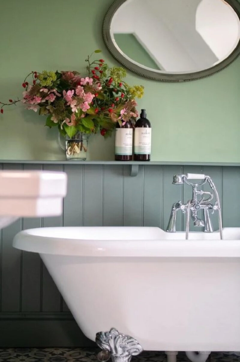 Breakfast Room Green, Painted Half Walls & Color Blocking Hello Lovely