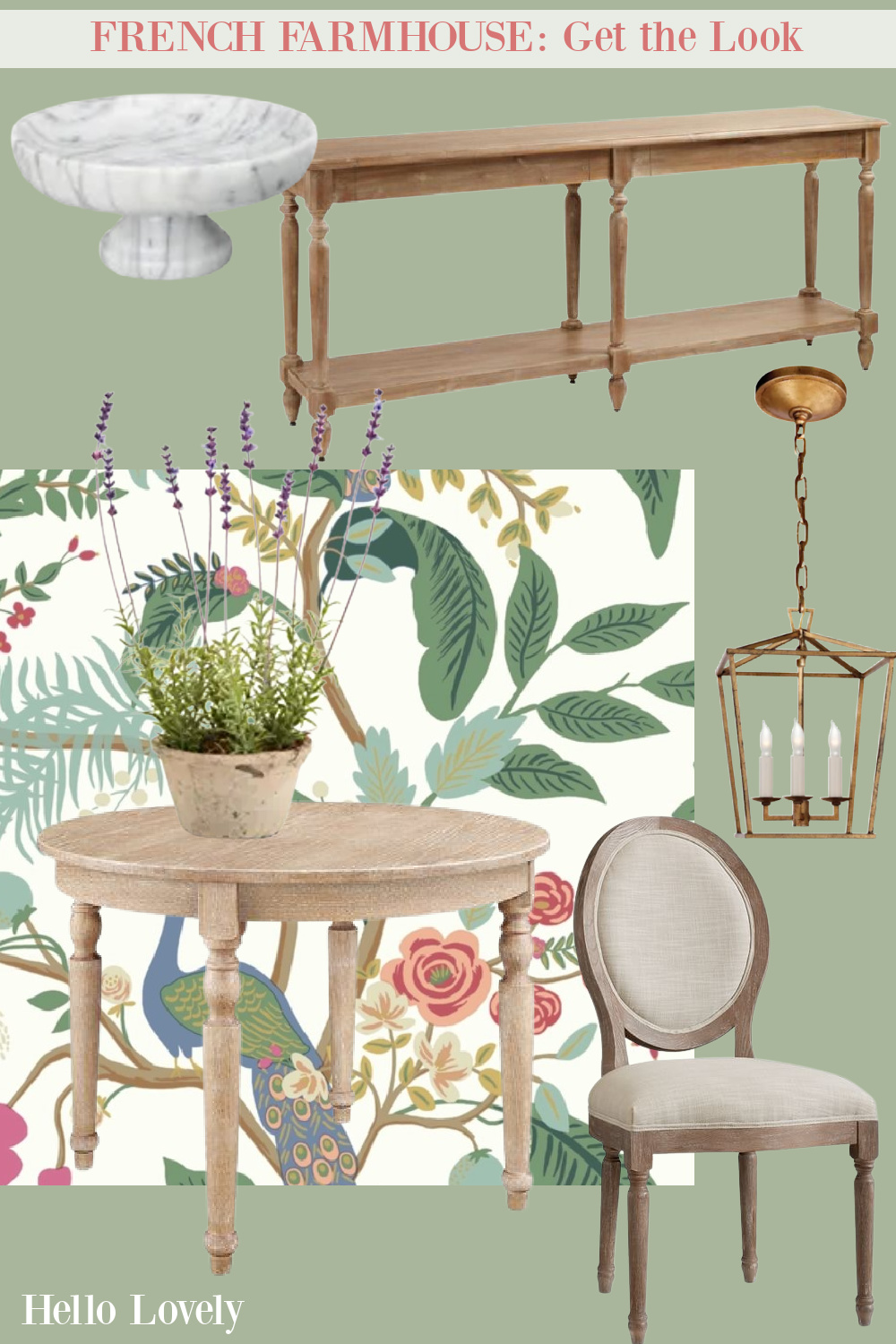 French Farmhouse: Get the Look - furniture, lighting, and accessories for a romantic look. #frenchfarmhouse