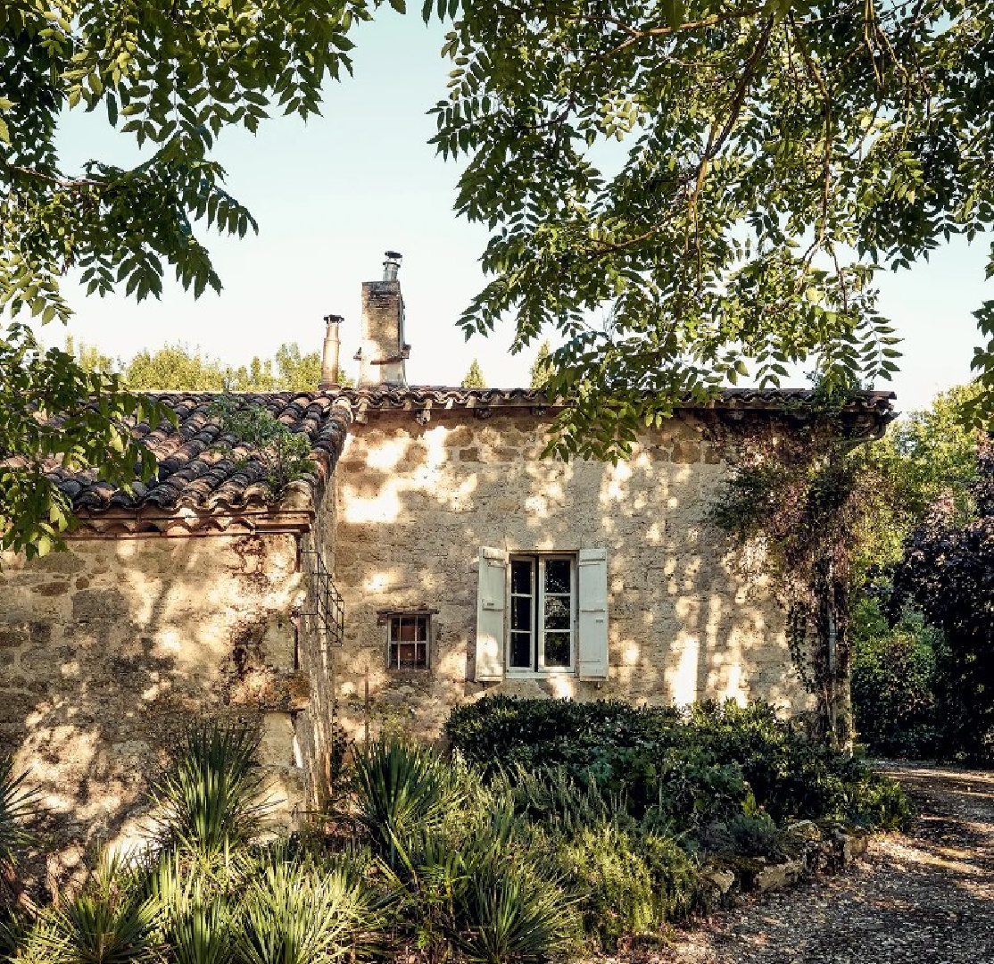 Pale stone on exterior of a 19th century French cottage in Toulouse by Lucinda Chambers - photo by Paul Massey. #frenchcottage #stonecottages