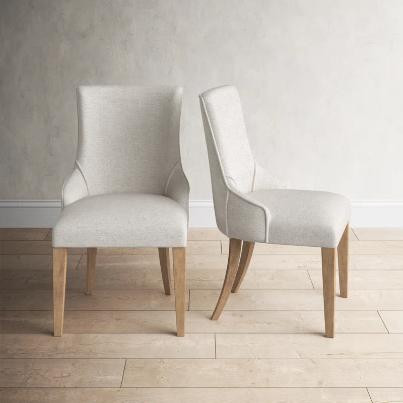 Linen upholstered dining chairs. #modernfrench #linendiningchair