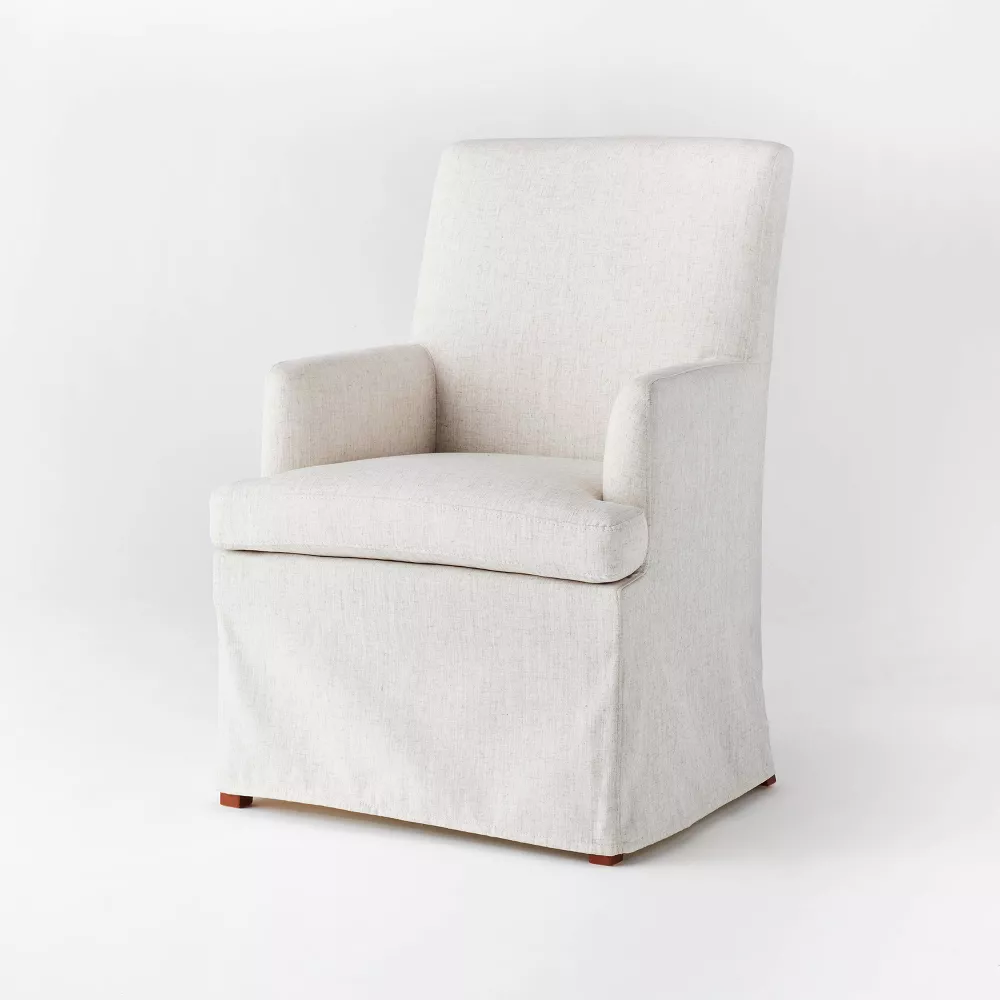 Upholstered dining chair with Belgian style and slipcover