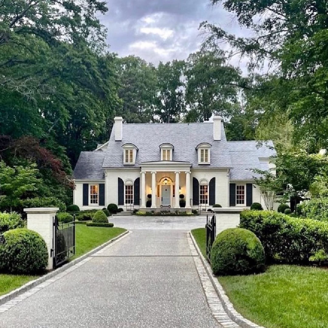 @kssbelle - Stunning traditional white home exterior with magnificent architecture. #classicarchitecture #whitehouses #whitehouseexteriors