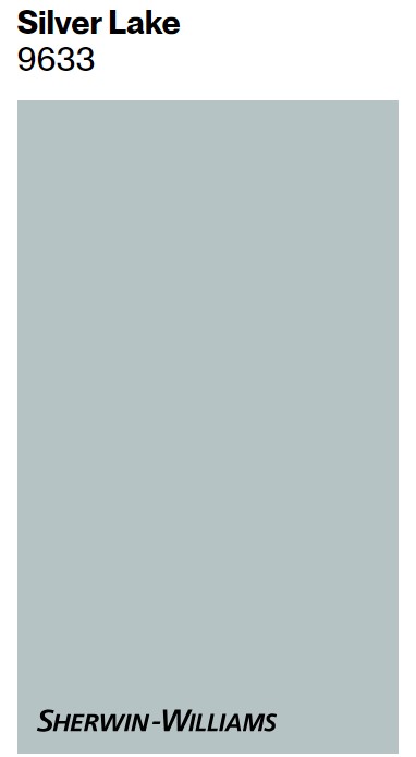 Sherwin Williams Silver Lake paint color swatch. #sherwinwilliamssilverlake #bluegraypaintcolors