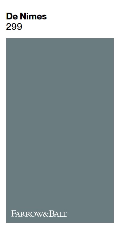 Farrow & Ball De Nimes 299 paint color swatch. #denimes #farrowandballdenimes