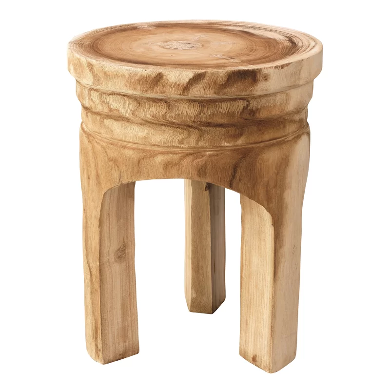 Rustic all wood three leg stool
