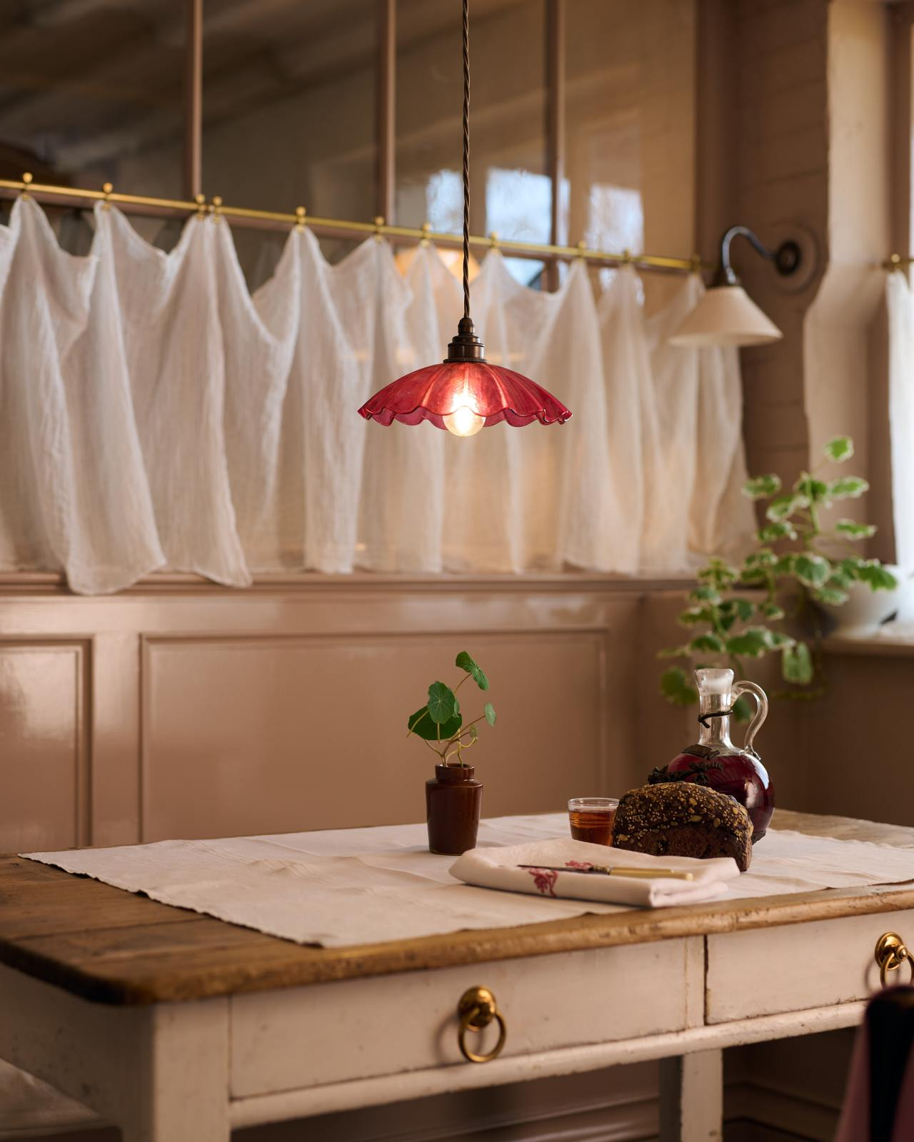 Frilly Cranberry Light pendant by deVOL. #vintagestylependant #pendantlights #englishcountrykitchens