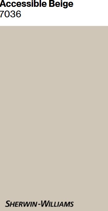 Sherwin Williams Accessible Beige paint color swatch. #accessiblebeige