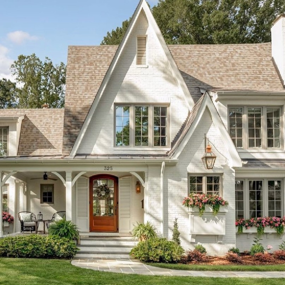 SW Agreeable Gray on trim of house exterior - @gerrardbuilders (Joe Purvis Photos). #agreeablegray